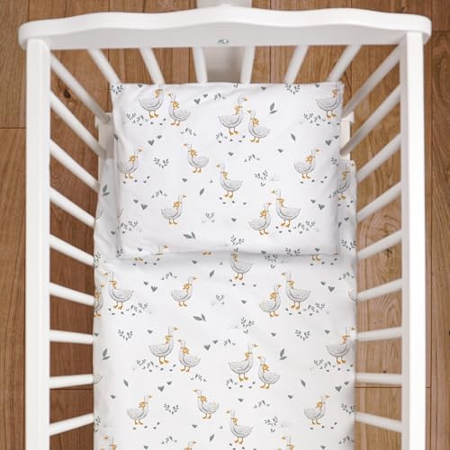 4-teiliges Bettwäsche-Set für Babybett oder Reisebett (Ente) (12 Monate+)