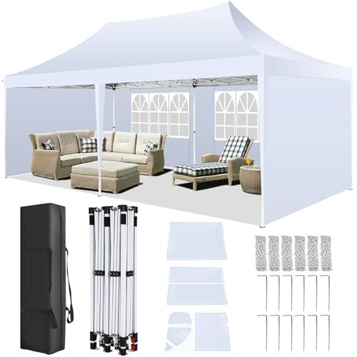 COBIZI Pop Up Gazebo 3mx6m with 4 Removable Sidewalls Waterproof UPF50+ Protection Marquee Gazebo for Parties Commercial Weddings Gazebo with Carry Bag, White