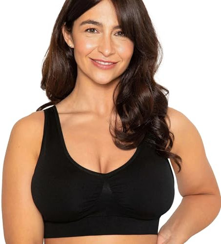 Conturve Wirefree High Support Bra Adjustable Wire Free Shaper Bra (Cups AA-FF) +with Extra Extender Offers Back Support Black