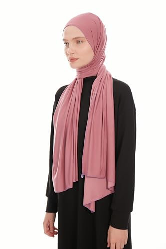 Ayisah Jersey Kopftuch Damen Hijab Muslimisch - Soft Pink Premium Jersey Hijab Kopftuch Für Damen - Dehnbar Moderne Islamische Hidzab Kopftücher Schal - Hidzab Kopftücher 70x180 cm (Soft Pink)
