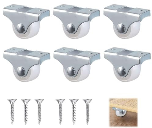 8Pcs Ruote Fisse in Gomma da 25mm per Mobili e Carrelli Industriali, Rotelle Antigraffio con Piastra di Montaggio Metallica e Viti, Ideali per Carichi Pesanti Uso Domestico e Industriale