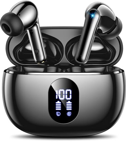 ZZU Bluetooth Kopfhörer,In Ear Kopfhörer Kabellos Bluetooth 5.3 mit HiFi Stereo,4 ENC Noise Cancelling Mic 48 std Spielzeit LED-Anzeige,IPX7 Ohrhörer mit AI für iPhone Android Arbeit und Studium