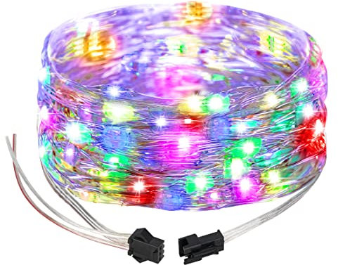 SEZO Halloween Weihnacht WS2812B IC RGB LED Lichterkette Traumfarbe 16.4Ft/5M 50LEDs Adressable LED Lichterkette für Weihnachtsbaum Hochzeit Festival Party Innendekoration 5V (Kupferdraht)