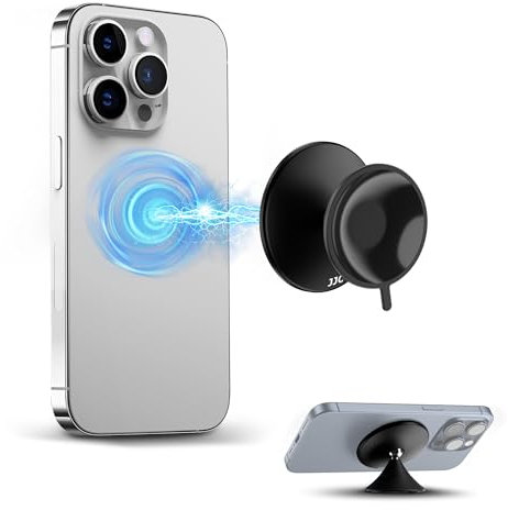 Magnetic Suction Cup Phone Mount,360 Degree Rotating Suction Mirror Phone Sticky Grip Stand for iPhone 16 15 14 13 12 Mag-Safe Case & All Phones,Mirror Shower Phone Holder for Selfies & Videos