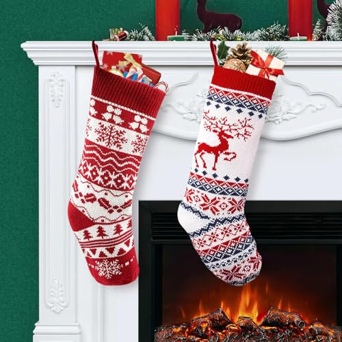 FUKPO Calcetines Navidad Chimenea, Calcetines Navideños para Colgar Personalizados Botas de Navidad Decoracion Hogar, Christmas Stockings Calcetin Navidad Personalizado Calcetín Papa Noel Adornos