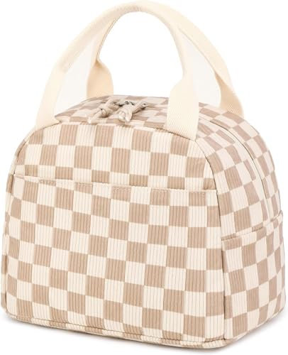 Lunch Bags for Women Cooler Tote Large Lunch Box for Women, Insulated Lunch Bag for Kids, Boite a Lunch Femme Reusable Leakproof Womens Lunch Bag for Work, Picnic, Camping (Plaid)