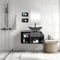 YU YUSING Ensemble de Meubles de Salle de Bain avec Miroir et Lavabo en Verre, Meuble de Salle de Bain sous Lavabo avec 1 Armoire de Rangement Noir et 1 Tiroir, 3 Pièces, Moderne, (Ovale Vert Menthe)
