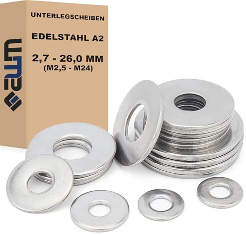 Unterlegscheiben DIN 125 Form-A Edelstahl V2A AISI 304 (rostfrei) Beilagscheiben (50, 10,5 mm = M10)