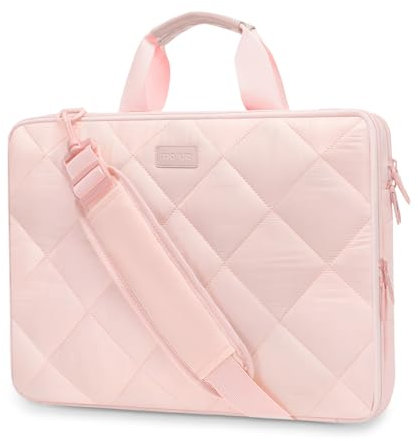 MOSISO 360 Protection pour Sacoche Ordinateur,Double Couche de Rembourrage Duveteux Sacoche PC Portable 15-15,6 Pouces avec Zipper Antivol Compatible avec MacBook HP,Dell,Lenovo,Asus,Rose