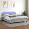 KOIECETA Boxspringbett mit Matratze & LED Hellgrau 180x200 cm Stoff
