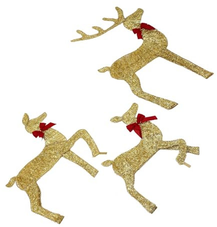 Yctze Rentier-Feiertagsdekoration, R Weihnachtsdekoration, LED, Einfache Montage, 3-teilig, Rentier-Familiendekoration füR Weihnachten, Festival, Hofdekoration, Urlaubsdekoration,