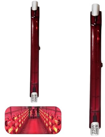 Infrarotlampe 300W, R7 Halogenstab Dimmbar, R7S Halogenlampe 118mm 300W Ersatz J-Typ Linear Halogen Lampe, 300LM, Infrarot Halogen Wärmelampe 300W Halogenstablampe Rot Heizlampe, 10mm Ø, 2 Stück