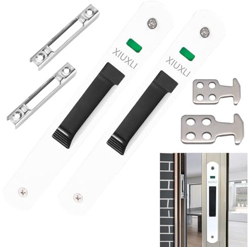 Serrure Porte Coulissante, Verrou de Porte, Verrou Baie Coulissante, Crochet de Fenêtre Verrou de Verrouillage Simple Face Pour Portes Mobiles, Fenêtres, Portes Coulissantes en Verre (2PCS 28MM Blanc)