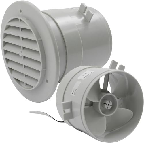 Comet Wandlüfter für Wohnwagen, Wohnmobil, Caravan, Van, hellgrau, 12 Volt, 7 Watt, Ø 80 mm