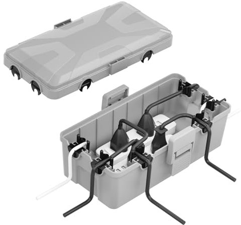 RISEMART extra große kabelbox (26.1 * 12 * 9.4cm), IP54 wasserdicht ，6 Kabeleingänge und -ausgänge Outdoor kabel safe box, Timer-Steckdose, Polypropylen, (schwarz)