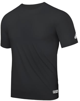 AMZSPORT Herren UV Shirt Rashguard UPF 50 Kurzarmshirt Sonnenschutz Atmungsaktiv Schnelltrocknend Schutz Shirt für Angeln, Surfen, Wandern, Radfahren Schwarz M