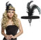 EIROVYA Rockabilly Accessoires Damen, 20er Jahre Accessoires,1920s Stirnband Damen Gatsby Kostüm Accessoires 20er Jahre Flapper Feder Haarband Schwarz, 1 Stück