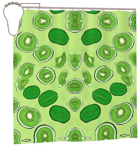 EZDLOWVBA Rideau de douche en polyester résistant à la moisissure avec 12 crochets - Motif kiwi - 183 x 183 cm - Lavable et séchage rapide