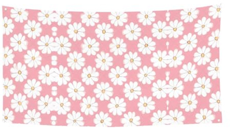 Bandera colgante decorativa impresa de crisantemo blanco, 70 x 35 pulgadas