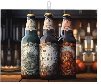 Saugfähige Küchenmatte, 3 Bierflaschen, 45,7 x 61 cm – hochdichte Faser absorbiert Wasser schnell