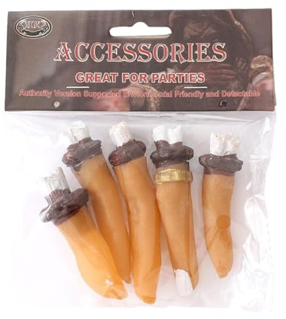 Elegabrillia 5 Pièces Figurine Halloween Doigts Coupés Accessoires Décoration Fête Doigts Faux Réalistes Matériau PVC Accessoires Blague Effrayante Adaptée Fête Ma, Couleur Chair