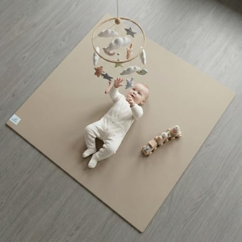 Sanosoft® Krabbelmatte Made in Germany & Öko-Tex | Anti-Rutsch Krabbelunterlage - 180cm X 140cm Sand/Beige
