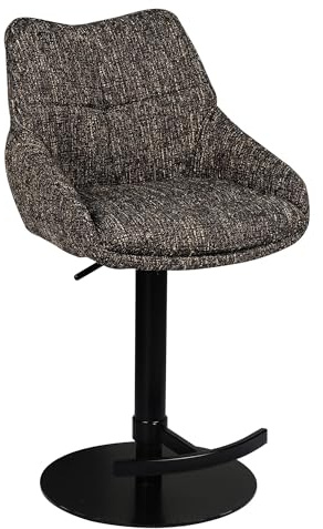 Raburg Barhocker höhenverstellbar, 120 kg belastbar, 360° drehbar, höhenverstellbar, Küchenhocker mit Fußstütze, Stoff, Gestell aus Metall - Louming Mattea | Dunkelbraun/Schwarz