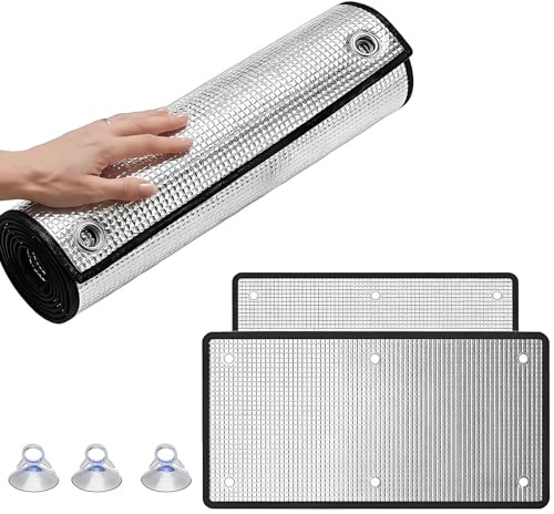Lámina de Aluminio Doble Cara para Ventanas, Película Aislante Térmica con Ventosas, Reflector de Calor y Sol, Protección UV, Bloqueador de Luz para Hogar, Desmontable y Lavable