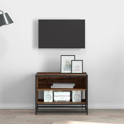 Tonture Unité TV Bois Ancien 61 x 40 x 46 cm en Bois d'ingénierie avec 2 étagères, Meuble Mural Design Moderne scandinave pour Salon séjour, Rangement Console Support télévision
