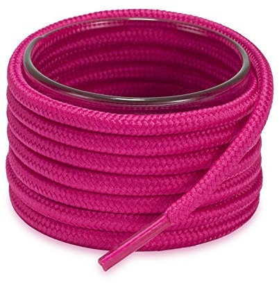 Shoemate Lacets ronds de couleur unie pour baskets, bottes et chaussures d'athlétisme, 03 rose vif., 50(127cm)