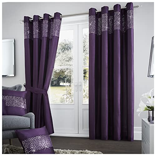 Gaveno Cavailia Luxurious Fully Lined Aviv Room Curtains (66 x 54 Inches), Polyester, Aubergine