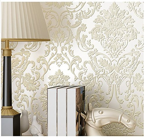 Yosot 3D Relief Europäische Vliestapete Schlafzimmer Tapete Reis Weiß