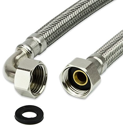 AWM Edelstahl Flexschlauch Panzerschlauch Anschlußschlauch Sanitär Heizung WC Solar Hauswasserwerk (1/2 BOGEN x 1/2 ÜM - 60 cm, DN8)
