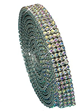 Hotfix Crystal AB Mesh Strassband SS6 Borte zum aufbügeln, Strasssteine, Breite wählbar, Mind. 1,15m lang 4reihig = 10mm x ca. 1150 mm