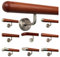 TIBU Mogano Corrimano in legno di corrimano per scale manico in acciaio inox angolato, lunghezza 30-500 cm in un unico pezzo, lunghezza 170 cm con 3 supporti - estremità emisfero fresato