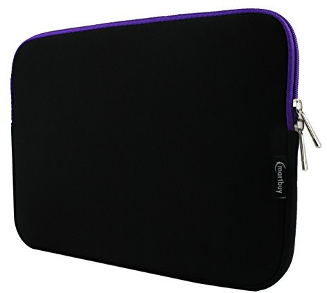 Emartbuy Black/Purple Water Resistant Neoprene Soft Zip Case/Cover Sleeve Compatible with 10-12 Inch Laptops, Tablets and Other Devices as Listed Below