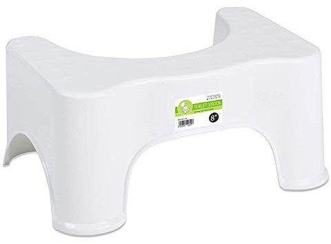 Squatting Step Toilet Stool | 8 Inch Non-Slip Bathroom Squat Aid | Proper Toilet Posture Footstool 8 Standard White