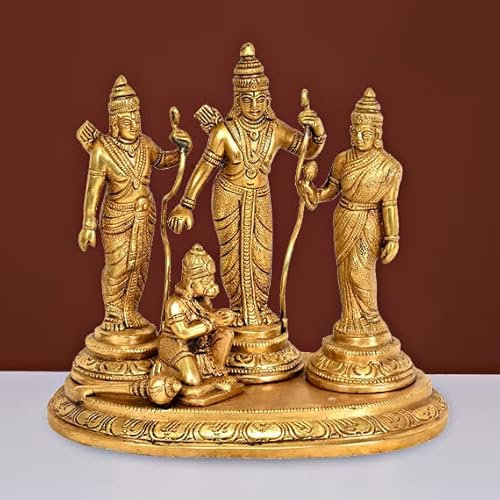 Artvarko Ram-Darbar-Statue aus Messing, Rama Sita Laxman, Hanuman Gott, Höhe 17,8 cm