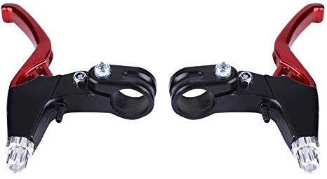 1 Paar Fahrrad Fahrrad Bremshebel, Aluminiumlegierung Anti-Rost Fahrrad Bremshebel Griffe 4 Farben zur Auswahl(rot)