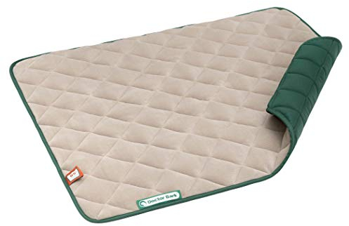 Doctor Bark Hundedecke Fleece Wendedecke - Flauschige, robuste Hundematte für mittlere Hunde. waschbar bis 95°C - hochwertige Indoor/Outdoor Liegedecke (M - 80x70 cm, Beige/Grün)