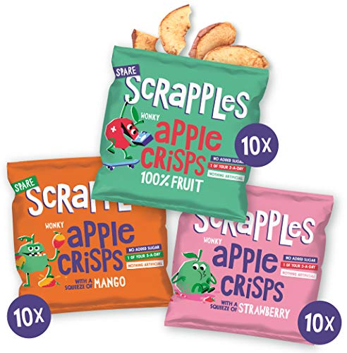 Scrapples Kids Apple Crisps - 30 x12g Mixed Value Pack, 100% Whole Fruit, Healthy Kids Snacks, Childrens Snack Variety Pack
