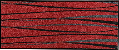 Erwin Müller Fußmatte Mayen, Schmutzfangmatte, Sauberlaufmatte Streifen weinrot Größe 40x100 cm - langlebig, pflegeleicht, rutschfest, für Fußbodenheizung geeignet