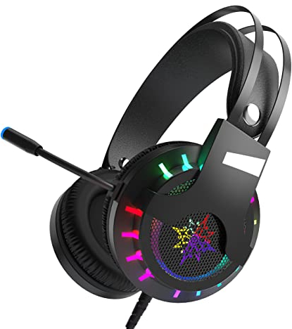 İnca IGK-TX12 USB Gaming Headset mit RGB-Beleuchtung – 7.1 Virtueller Surround Sound, Over-Ear Design, Komfort-Polsterung, Kompatibel mit PC, Laptop – Schwarz