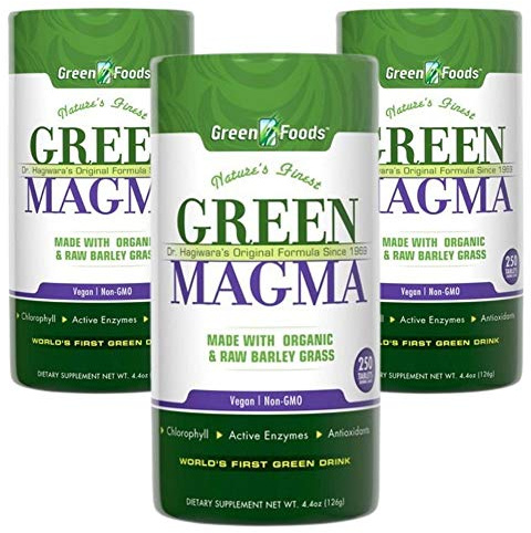 Confezione risparmio 3 x Green Magma® - Formato 250 Compresse - a Base di Succo di Giovani Foglie di Erba d’Orzo Estratte a Crudo Con Tecnologia Spray Dry, Certificato 100% Biologico e Crudo.