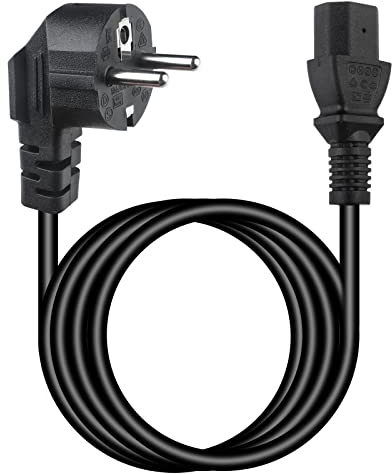 Cable de alimentación 2M, Cable de alimentación estándar de CA Negro, Cable de alimentación de computadora de 3 Pines, Cable de alimentación para PC / PS4 / Scanners/TV/Printer