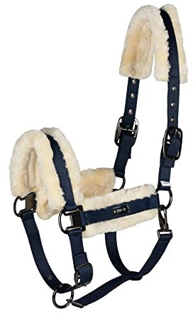 HORZE Marquess Halfter mit Kunstfellfutter, Blau, P