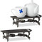Relaxdays 2X Vassoio Scaldavivande, Estremamente Robusto, Design Antico, Supporto 2 Lumini, Ghisa, 8,5x30x13,5cm, Marrone