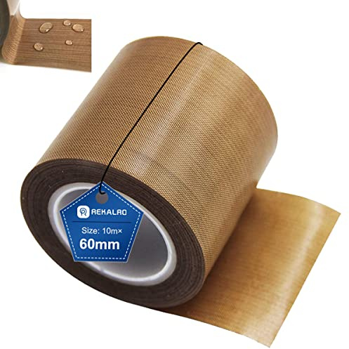 REKALRO Teflon-Klebeband/PTFE-Klebeband, Hochtemperaturkleber, 3D-Drucker-Hochtemperaturband, Vakuumierband, Isolierband für Vakuumiermaschine, Hand- oder Impulsversiegeler (60 mm x 10 m)