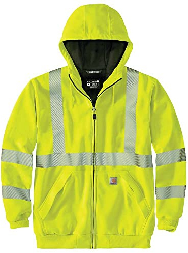 Carhartt Men's HV Thermal- Lined Full Zip Class 3 Sweatshirt, Brite Lime, Medium