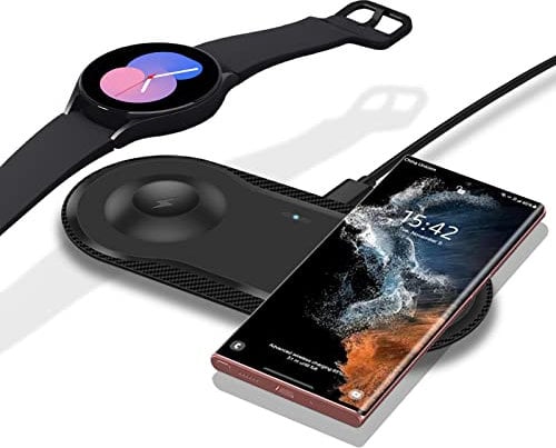 Wireless Charger Pad for Samsung 2 in 1 Wireless Charging Station Compatible with Galaxy Watch 7/6/5/4/3 Series,Samsung Galaxy S24 S23 S22 S21 S20 Note20 Flip6 5 4 3/Z Fold6/5/4,Galaxy buds pro